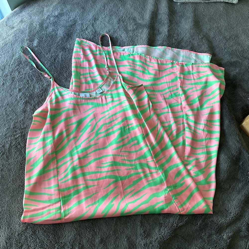 ASOS Pink and Green Zebra Print Midi Dress